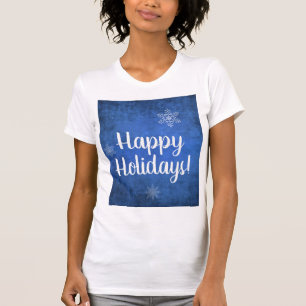 Glad helg Snöflingor på Blue T Shirt