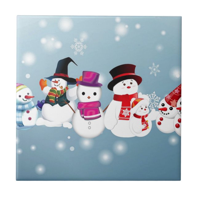 Glad helg Snögubbar Kakelplatta (Framsidan)