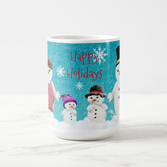 Glad helg Snögubbar Magisk Mugg (Center)