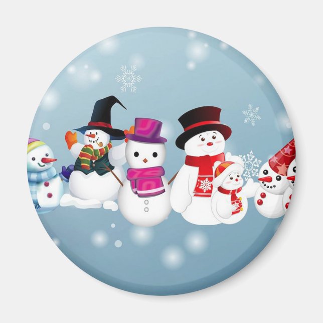 Glad helg Snögubbar Magnet (Framsidan)