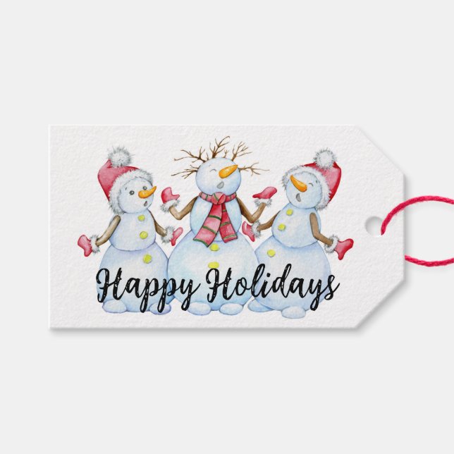 Glad helg Snögubbar Presentetikett (Framsidan (Horisontell))