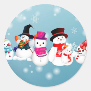 Glad helg Snögubbar Runt Klistermärke