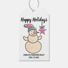 Glad helg Snögubbe Company Juletiketters Presentetikett