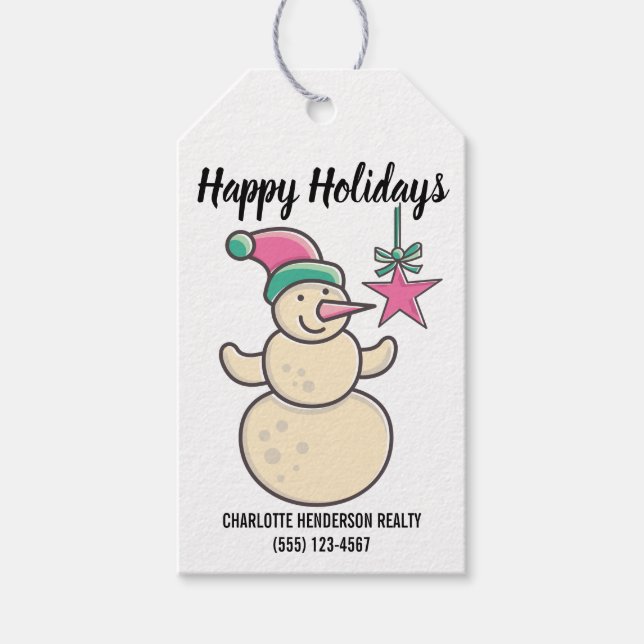 Glad helg Snögubbe Company Juletiketters Presentetikett (Framsidan)