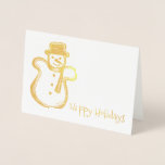 Glad helg Snögubbe Cookie Jul Hanukkah Folierat Kort<br><div class="desc">Kortet innehåller en originalillustration av en sockeretikett i snögubbe, med GLAD HELG i ett typsnitt i roligten. Underbar till jul eller Hanukkah. Ser du inte vad du är tittar för? Behöver du hjälp med anpassning? Klicka på "rebeccaheartsny" (hörnet på den övre högerna) och "kontakta den här designern" för att få...</div>