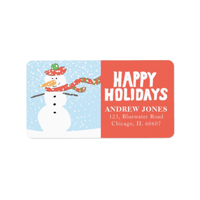 Glad helg Snögubbe Enjoing Snö Adressetikett (Framsidan)