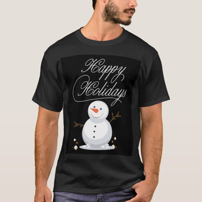 Glad helg Snögubbe - julgrafik - sluten julgrafik T Shirt (Framsida)