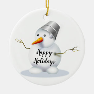 Glad helg Snögubbe Julgransprydnad Keramik