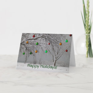 Glad helg! - Snöig landskap med Baubles Helgkort