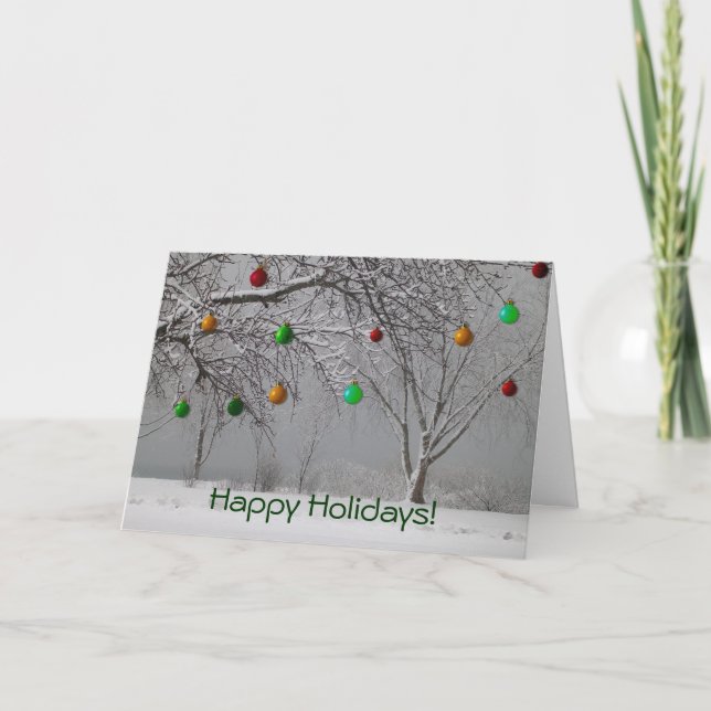 Glad helg! - Snöig landskap med Baubles Helgkort (Framsida)