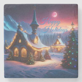 Glad helg snöstuga och Julgranar Stenunderlägg