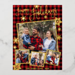 Glad helg Snowflake 4 Photos Collage Family<br><div class="desc">Rustik chic-kalligrafi på lumberjack mönster,  familjefollbild julvykort. Enkel att anpassa med din information. OBS! Kontakta Zazzle Customer Care direkt om du behöver hjälp med beställningar,  frakt,  produktinformation osv.</div>