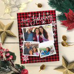 Glad helg Snowflake Rustic 3 Photos Collage Vykort<br><div class="desc">Glad helg Snowflake Rustic 3 Photos Collage Postcard</div>