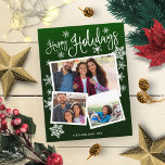 Glad helg Snowflake Rustic 3 Photos Collage Vykort<br><div class="desc">Glad helg Snowflake Rustic 3 Photos Collage Postcard</div>
