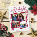 Glad helg Snowflake Rustic 3 Photos Collage Vykort<br><div class="desc">Glad helg Snowflake Rustic 3 Photos Collage Postcard</div>