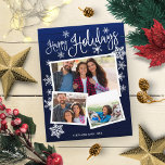 Glad helg Snowflake Rustic 3 Photos Collage Vykort<br><div class="desc">Glad helg Snowflake Rustic 3 Photos Collage Postcard</div>