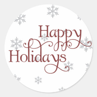 Glad helg Snowflake Sticker Runt Klistermärke