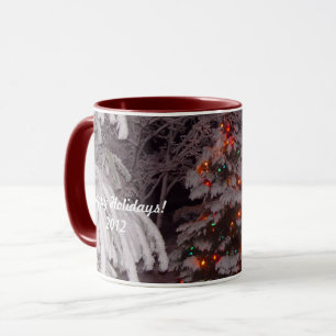 Glad helg Snowy Träd Ljus Mugg