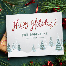 Glad helg Snyggt Rustic Land Winter Träd Vykort