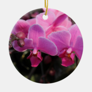 glad helg, söt rosa, orkidéblommor julgransprydnad keramik