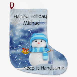 Glad helg Stocking Snögubbe Behålla it Handsome Stor Julstrumpa