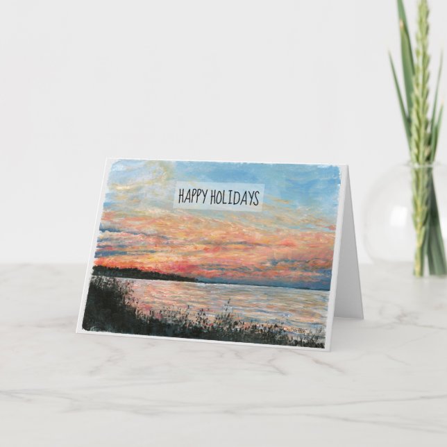 Glad helg Sunset Beach Shoreline Helgdag Card (Framsida)