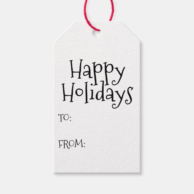 Glad helg svart vitt till blank söt presentetikett (Framsidan)