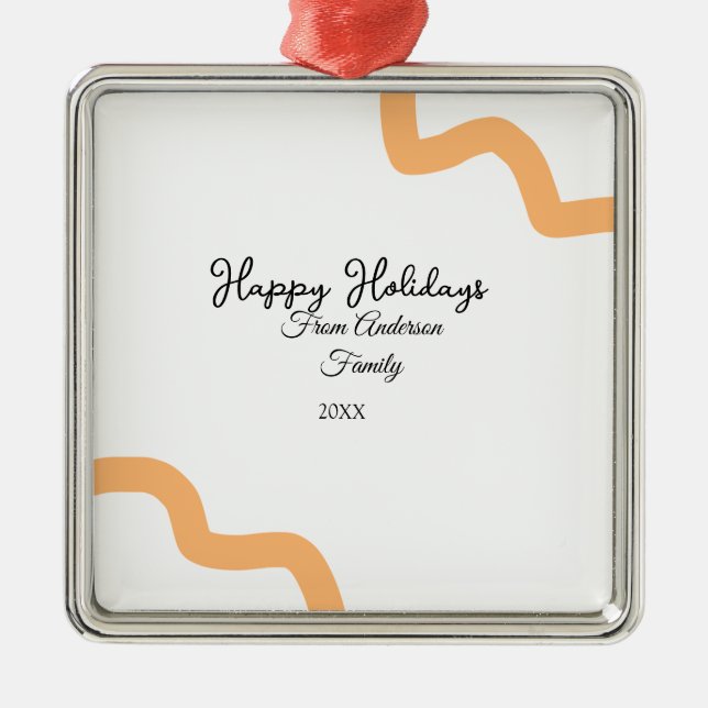 Glad helg svarta orange namn, år spiral julgransprydnad metall (Framsidan)