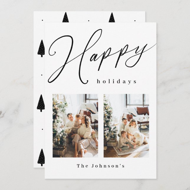 Glad helg svartvitt Helgdag Julkort (Fram/baksida)