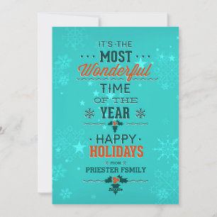 Glad helg Teal & Mörk grönt textdesign Julkort