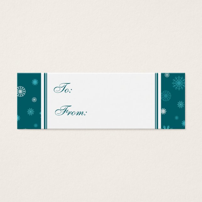 Glad helg Teal Snöflingor Gift Märkres Litet Visitkort (Framsidan)