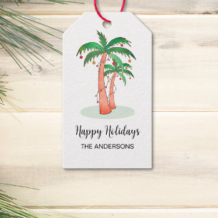 Glad helg Tropical Handflatan Träd Gift Märkres Presentetikett