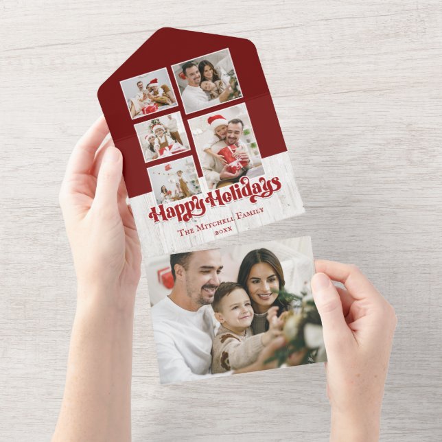 Glad helg Typografi på Rustic Wood 5-Photo (Avrivbar del)
