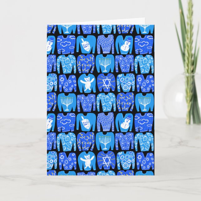 Glad helg Ugly Hannukah Sweater Kort (Framsida)