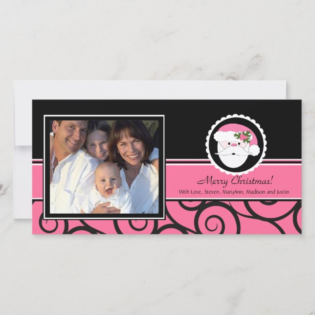 Glad helg Unik Rosa Santa Photo Julkort (Framsida)