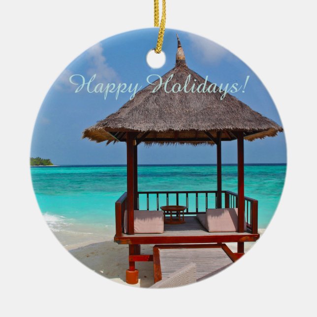 Glad helg vackra Maldives öar Julgransprydnad Keramik (Framsidan)