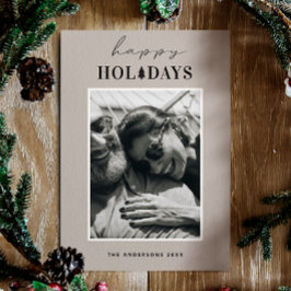 Glad helg | Varm Light Taupe-julfoto Julkort