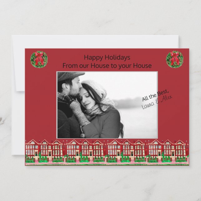 Glad helg: vårt hus till ditt husfoto inbjudningar (Framsida)