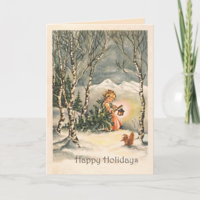 Glad helg Vintage Anpassningsbar Greeting Card (Framsida)
