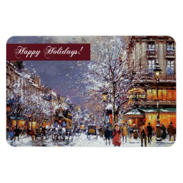 Glad helg. Vintage Winter Parisian Scene Magnet
