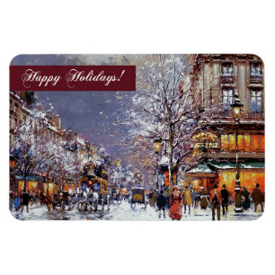 Glad helg. Vintage Winter Parisian Scene Magnet