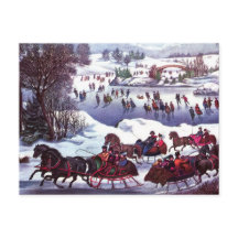 Glad helg. Vintage Winter Scene-kort