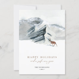 Glad helg | Vinter Mountain Scenery Reindeer Julkort