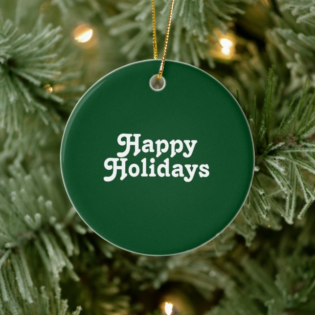 "Glad helg" vit mörk grönt Julgransprydnad Keramik (Träd)