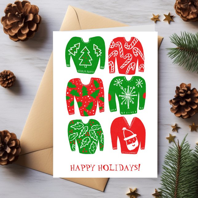 Glad helg Vuxen julsötare Kort (Happy Holidays Ugly Christmas Sweater CUSTOM Card
)