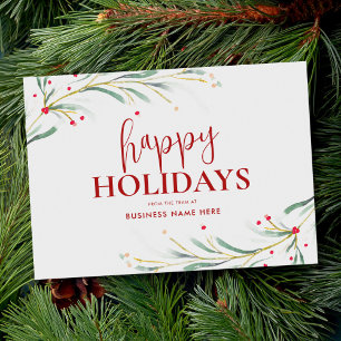 Glad helg Watercolor Greenery Business Julkort