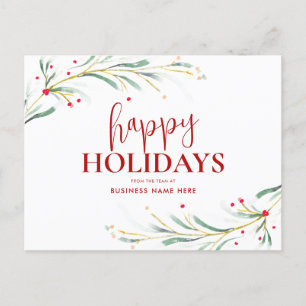 Glad helg Watercolor Greenery Business Vykort