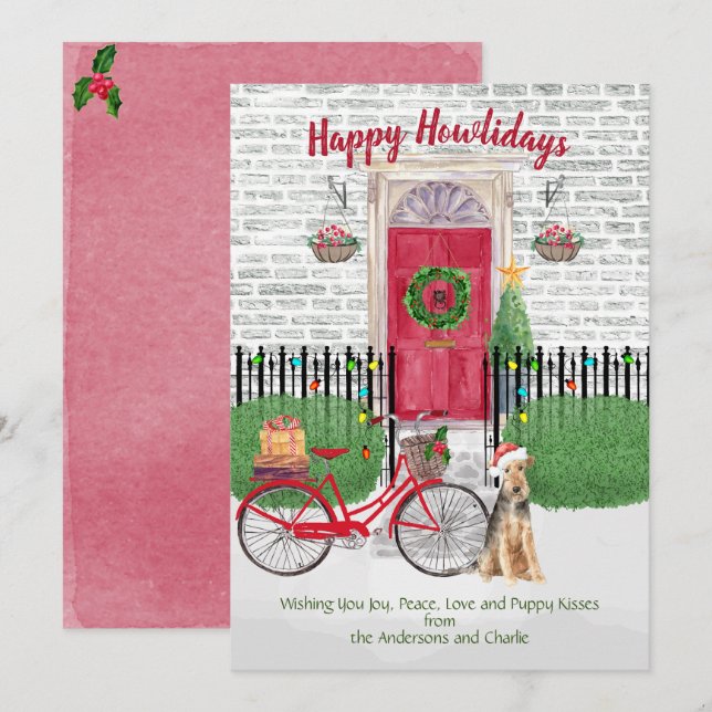 Glad helg Welsh Terrier Bicycle Red Door (Fram/baksida)
