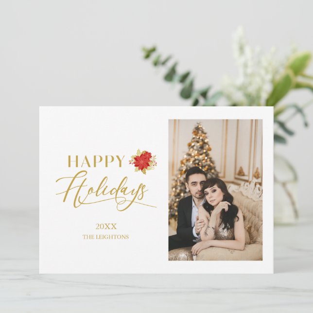 glad helg Whimsical Ponsettia-julfoto (Stående Fram)