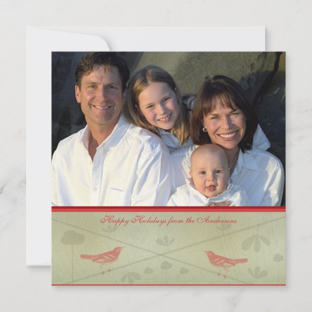 Glad helg Whimsical Red Bird Card Inbjudningar (Framsida)